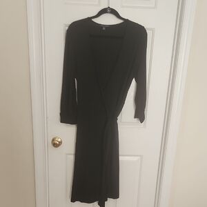 Banana Republic Black Long Wrap Sleeve Dress